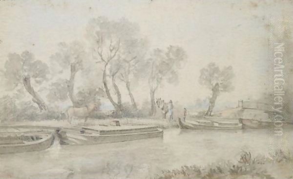 Barges On The River Stour At Flatford, Suffolk - view 1