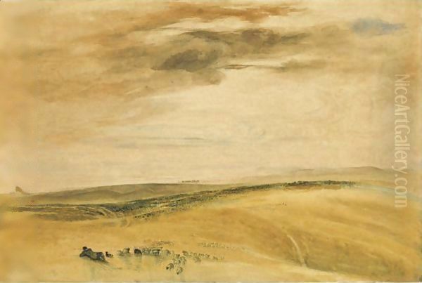 A Shepherd With His Flock In A Landscape - view 1