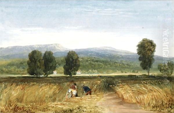 Harvesters In A Welsh Valley - view 1