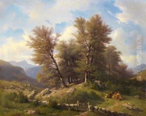 Paysage Avec Bergers Sous Arbres, 1858 Landscape With Herdsman Below Trees, 1858 by Francois Diday