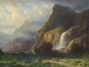 Fall Of Sallenche, 1855 by Francois Diday