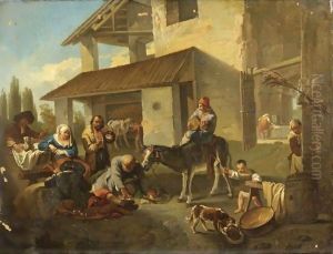 Contadini Che Giocano A Carte Presso Una Cascina by Italian School