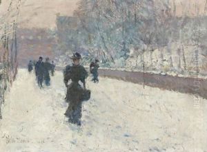 Promenade-Winter New York by Childe Hassam