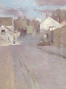 Street In Barbizon, Sunset by Theodore Robinson