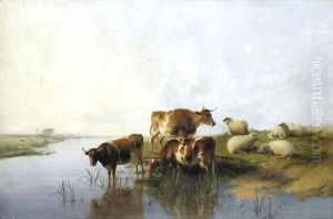 Cattle Watering 5 by Thomas Sidney Cooper
