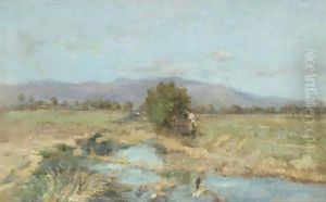 A River Landscape by Pericles Pantazis