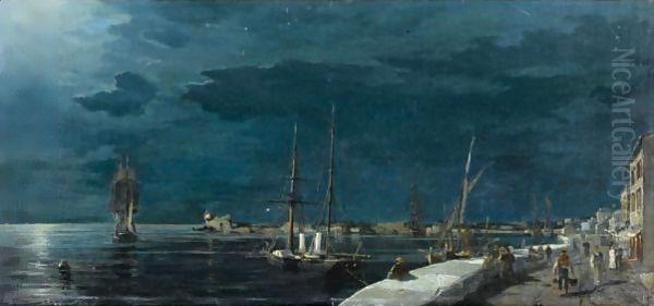 Volos Harbour At Night - view 1