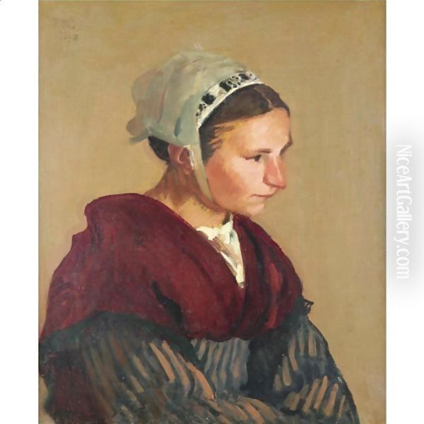 Breton Girl In A Red Shawl - view 1