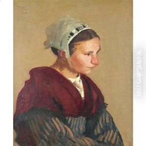 Breton Girl In A Red Shawl