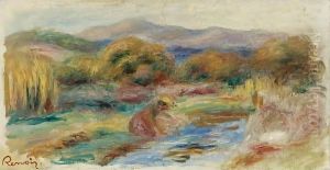 Laveuse Dans Un Paysage