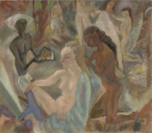 Jeunes Filles Coiffant Une Femme Blonde by Jules Pascin