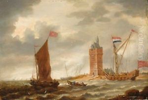 Shipping In A Breeze Before A Coast With A Fortified Tower by Bonaventura, the Elder Peeters