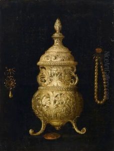 A Still Life With A Silver Perfume Burner, A Brooch And A Pearl Necklace A Still Life With A Silver Perfume Burner, A Brooch And A Pearl Necklace