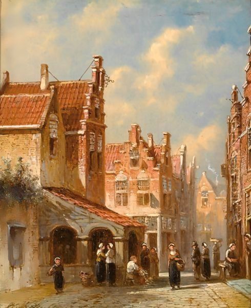 Figures In A Sunlit Dutch Town - view 1