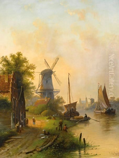 A River Landscape With A Windmill - view 1
