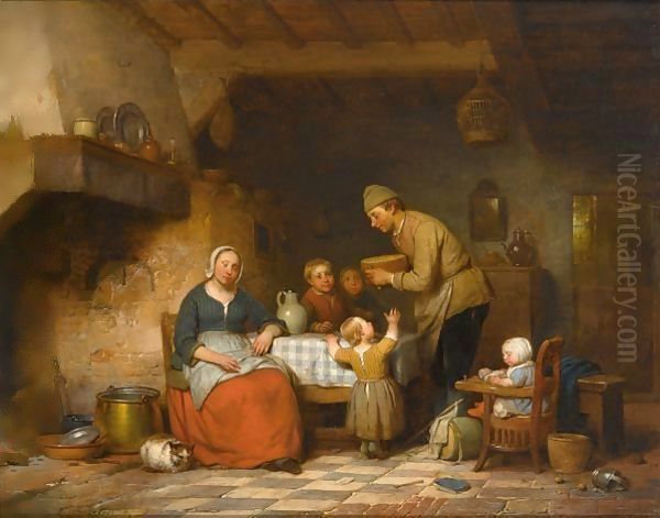 A Peasant Family Gathered Around The Kitchen Table - view 1