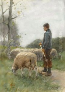 A Shepherd And His Flock by Anton Mauve