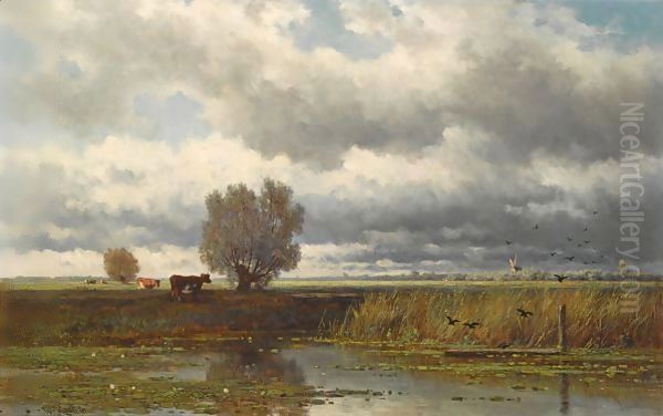 Cows In A Summer Landscape - view 1