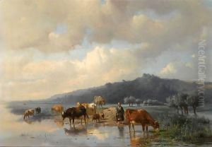A Cowherdess With Watering Cows by Anton Mauve