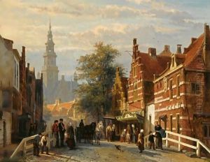 Gezicht Achter Het Stadhuis Te Bolsward (A View Of Bolsward With The Townhall In The Distance)
