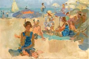 A Sunny Day On The Beach, Viareggio by Isaac Lazarus Israels
