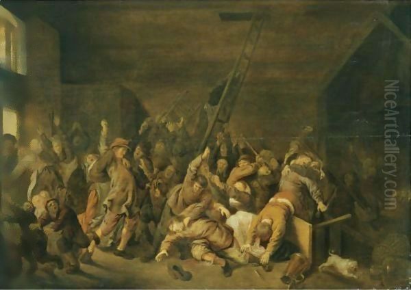 A Tavern Interior With Figures Brawling - view 1