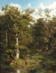 An Eagle And His Prey In The Woods by Marianus Adrianus Koekkoek