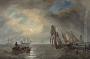 Ships On Choppy Seas by James Wilson Carmichael