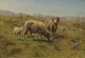 A Sheep, Ram And Lamb With The Flock by Rosa Bonheur