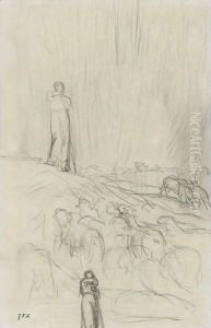 A Shepherdess And Her Flock 2 by Jean-Francois Millet
