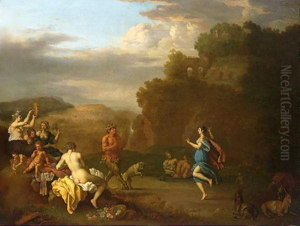 A Bacchanal Scene With Pan Playing The Flute by Daniel Vertangen