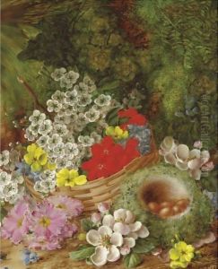 Still Life With A Basket Of Flowers by Vincent Clare