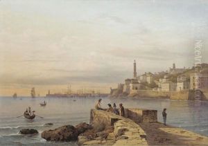 View Of The Harbour In Genoa