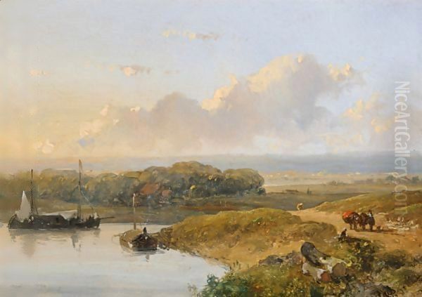 Travellers In An Extensive River Landscape - view 1