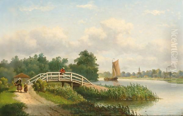 A Summer Landscape With Figures Along The River - view 1