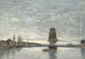 Vue Du Bassin De Trouville by Eugene Boudin