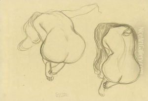 Studies Of A Seated Nude From Behind With Long Hair