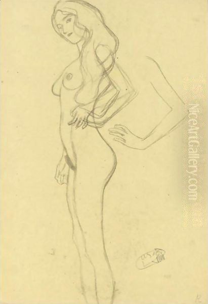 Standing Female Nude To The Left, Arm Study - view 1