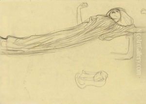 Floating Draped Figure To The Right, Repetition Of The Left Arm by Gustav Klimt