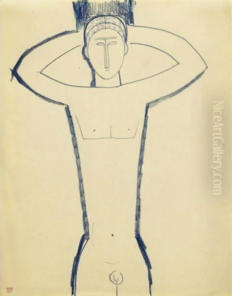 Cariatide Masculine, Mains Derriere La Tete - view 1