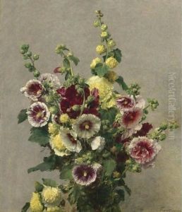 Roses Tremieres by Ignace Henri Jean Fantin-Latour
