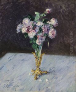 Bouquet De Roses Dans Un Vase De Cristal