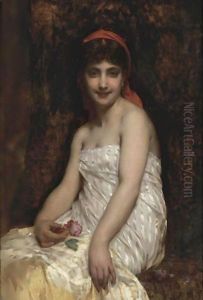 The Pink Rose by Etienne Adolphe Piot