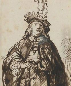 Young Man With A Plumed Hat And Sword by Govert Teunisz. Flinck