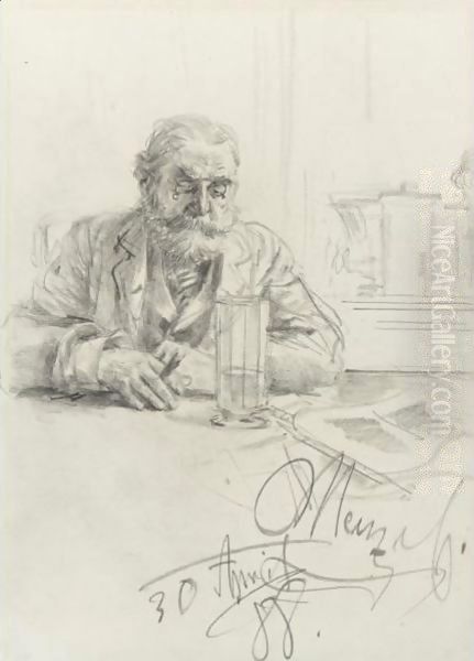 An Elderly Bearded Man Seated In A Cafe - view 1