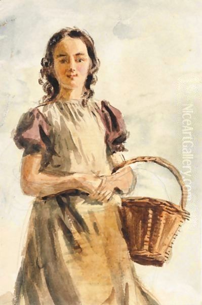 Young Girl With Basket - view 1