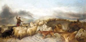 Collecting Sheep For Clipping In The Highlands by Richard Ansdell