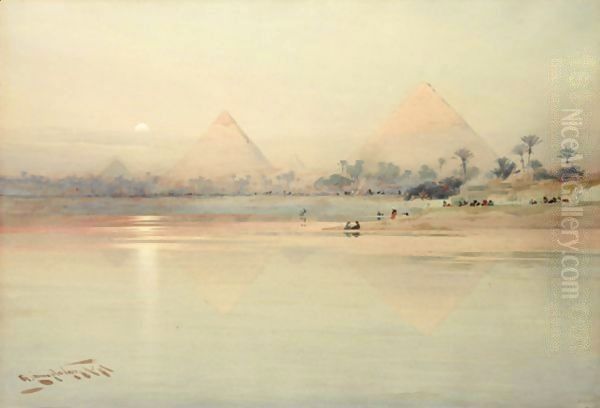 A View Of The Pyramids At Sunset - view 1