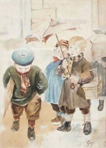 A Rainy Day by Henri-Jules-Jean Geoffroy (Geo)