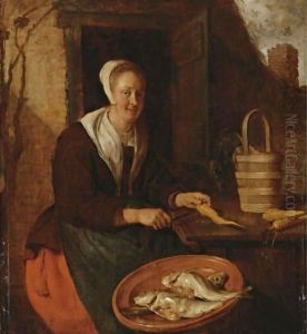 A Kitchenmaid Preparing Carrots by Gabriel Metsu